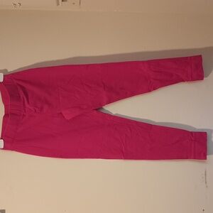 Pink and black leggings and brown